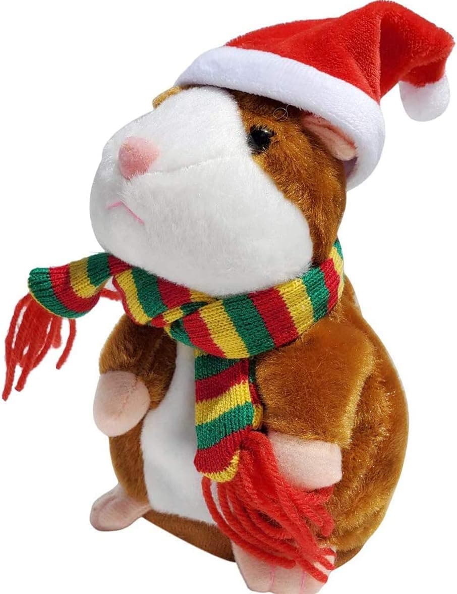 M-jump Talking Hamster Repeats What You Say Mimicry Pet Toy Plush Buddy Mouse with Interactive Function, Gift for Kids Birthday and Parties (Brown+Colour Scarf)