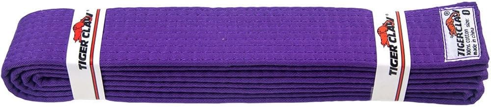 Tiger Claw 100% Cotton Martial Arts Uniform Ranking Belt – 10 Solid Colors (Black, Yellow, Purple, Red, Blue, Green, Orange, Brown, White & Yellow) in