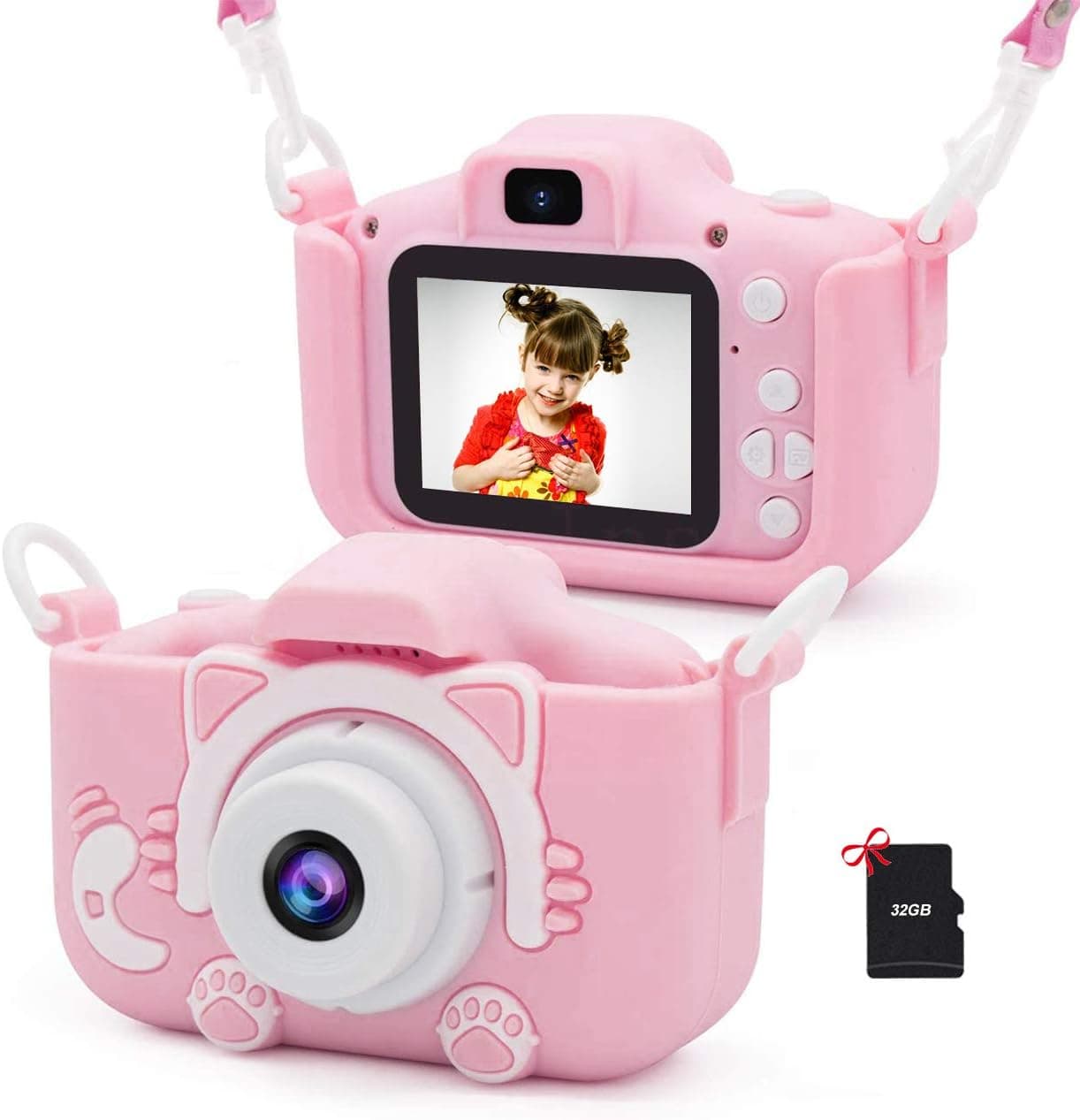 Kids Cameras Girls Boys Best Gifts Pink Camera Upgrade HD 2.0 Inches Screen Kids Video Camera Anti-Drop Children Toy Camera Mini Cartoon Child Camcorder for 3-14 Years Old Kids