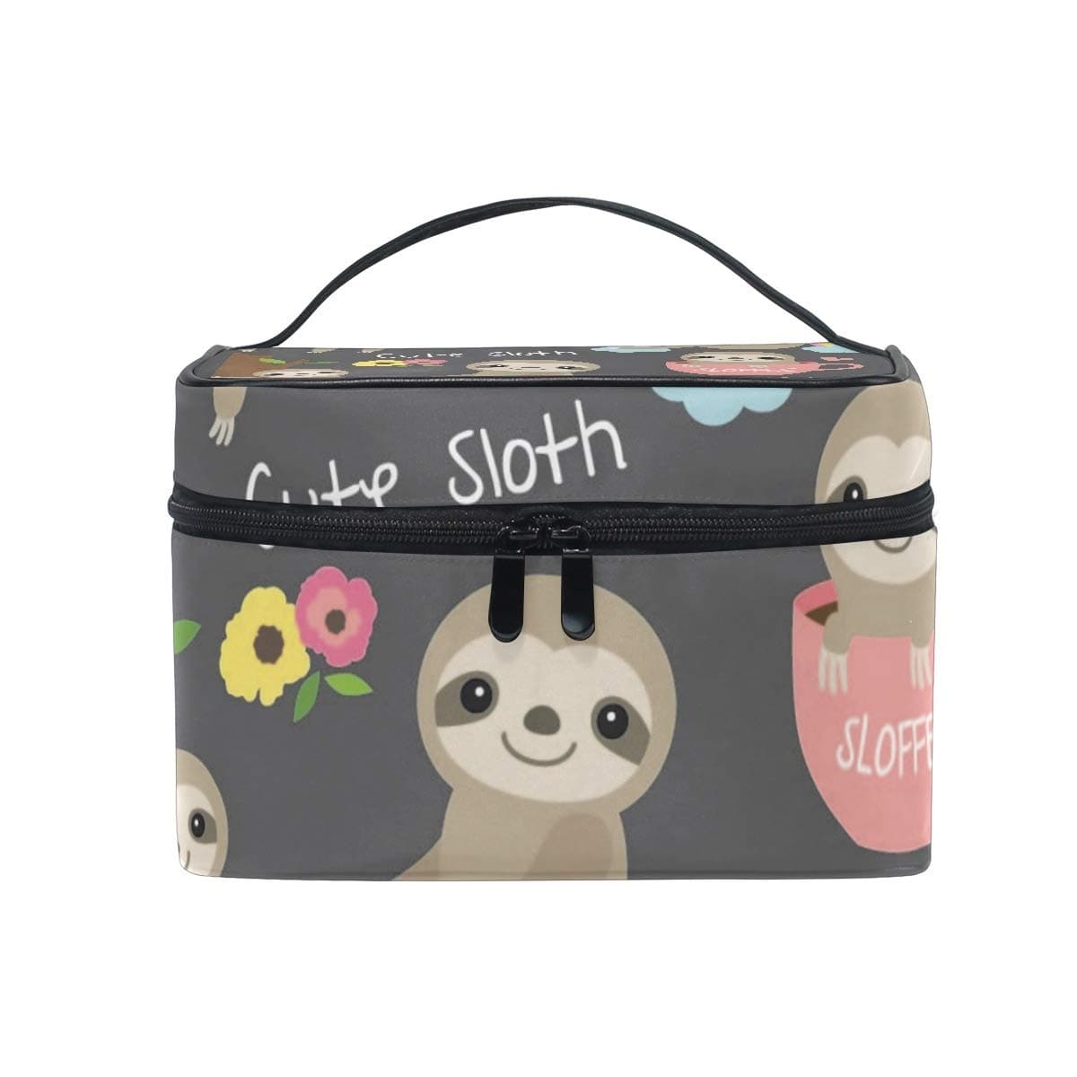 OREZI Cute Baby Sloth Makeup Case for Girl Women,Waterproof Cosmetic Bag Storage Bag Travel Toiletry with Adjustable Dividers for Cosmetics Makeup Brushes Toiletry Jewelry