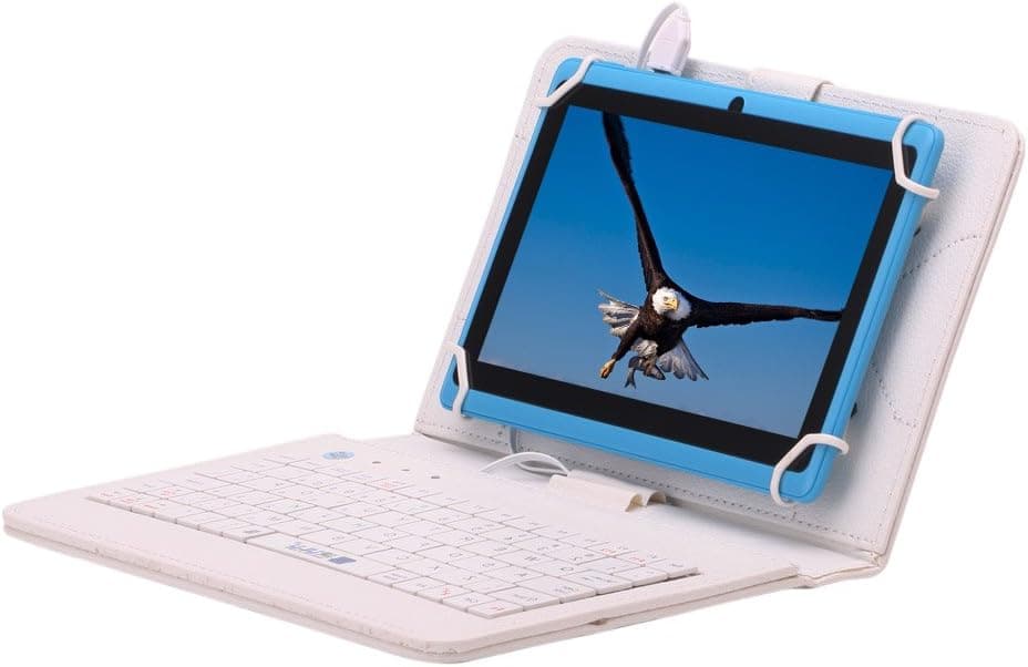 IRULU 7 inch Android Tablet PC With Keyboard Case,4.2 Jelly Bean OS, Dual Core, Allwinner A23 CPU, Dual Cameras, 5 Point Capacitive Touch Screen, 16GB Storage,Sky Blue Tablet & White Keyboard Case