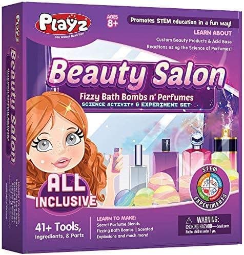 Playz Beauty Salon Perfume & Bath Bomb Arts & Crafts Science Activity & Experiment Gift for Girls Age 8, 9, 10, 11, 12