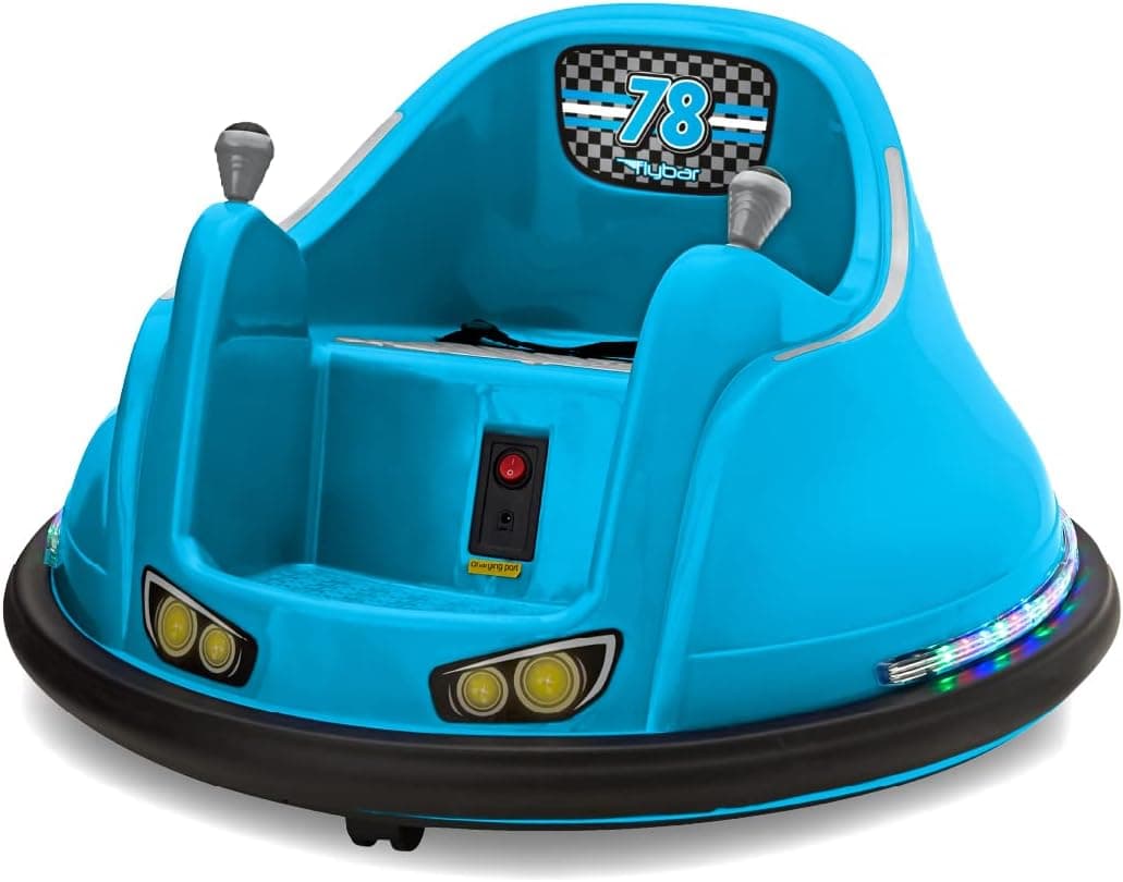 FunPark 6V Bumper Car for Toddlers, Electric Toddler Ride On Toys for Kids, Baby, Ages 1.5-4 Years, LED Lights, 360 Degree Spin, Supports up to 66 pounds (No Remote)