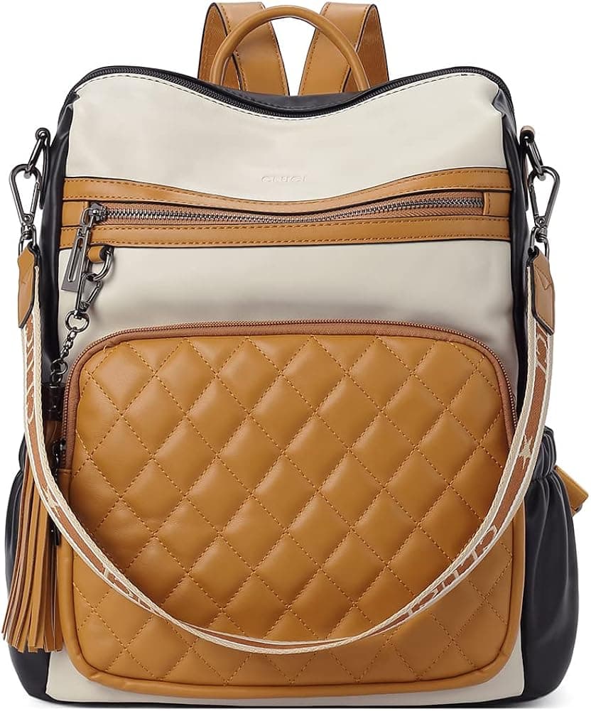 CLUCI Backpack Purse for Women Leather Travel Fashion Large Designer Ladies Shoulder Bags with Tassel