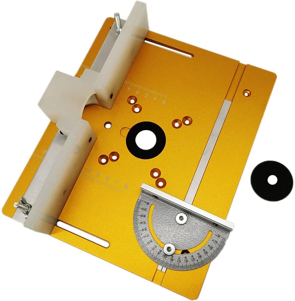 Aluminum Router Table Insert Plate W/Miter Gauge for Woodworking Benches Table Saw Multifunctional Trimmer Engraving Machine (Type-B)