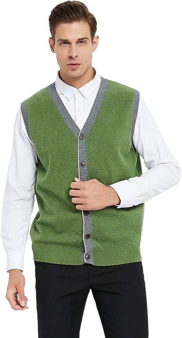 TOPTIE Men's Sweater Cardigan Vest Slim Fit Stylish Button Down Knitted