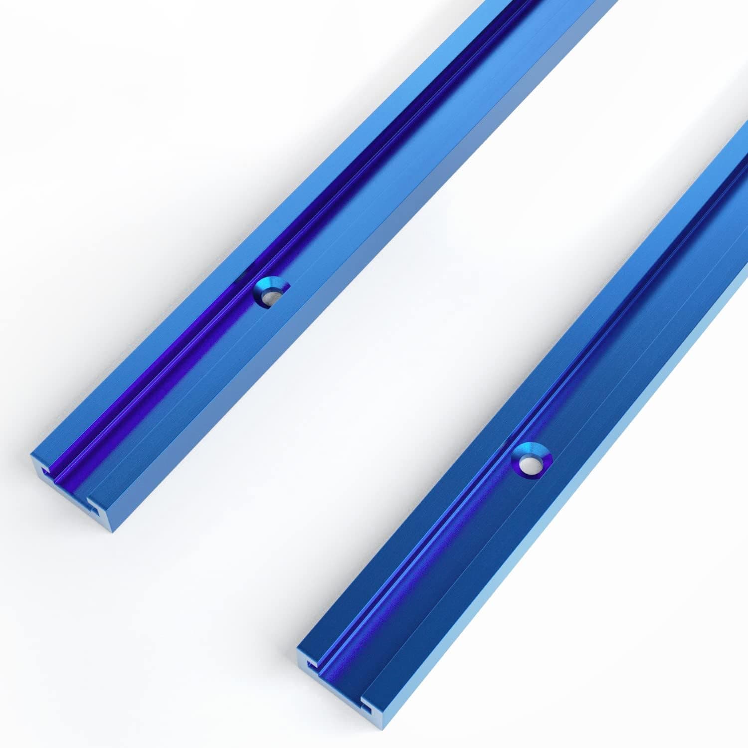 UTOOL 36 Inch Double Cut Profile Universal T Track with Predrilled Mounting Holes and Wood Screws, Sandblast Anodized Aluminum Extrusion T Rail Track for Woodworking, 2Pack (Blue)