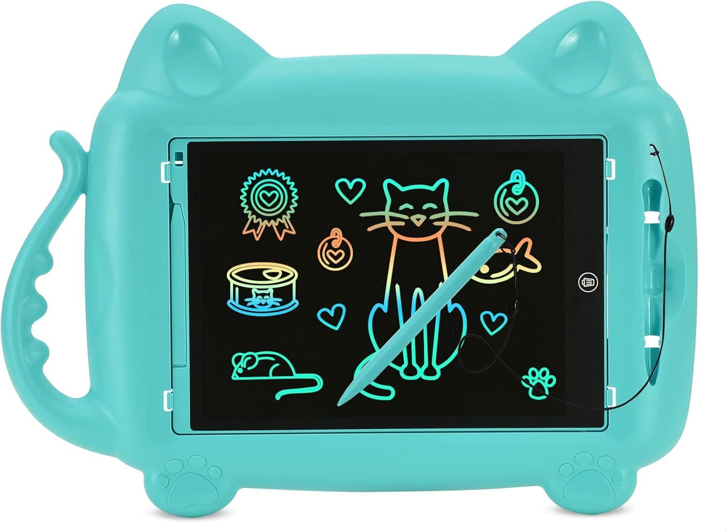 EooCoo Magnetic Drawing Board Doodle Board 12 Inch LCD Writing Tablet Drawing Pad Toys for Toddler Gift for 3-8 Years Old Boy Girl Dismantle Cat -Shaped Bracket Educational Learning Travel, Blue