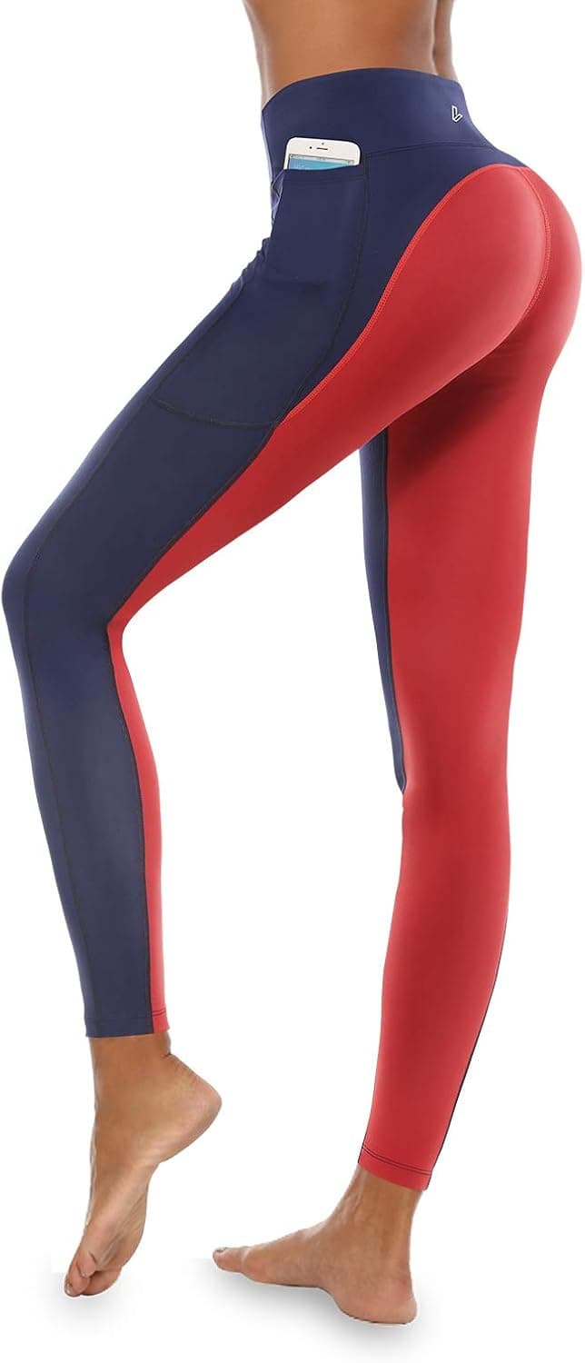 LUWILD Women's High Waist Workout Leggings with Pockets Stretchy Tummy Control Yoga Pants for Gym