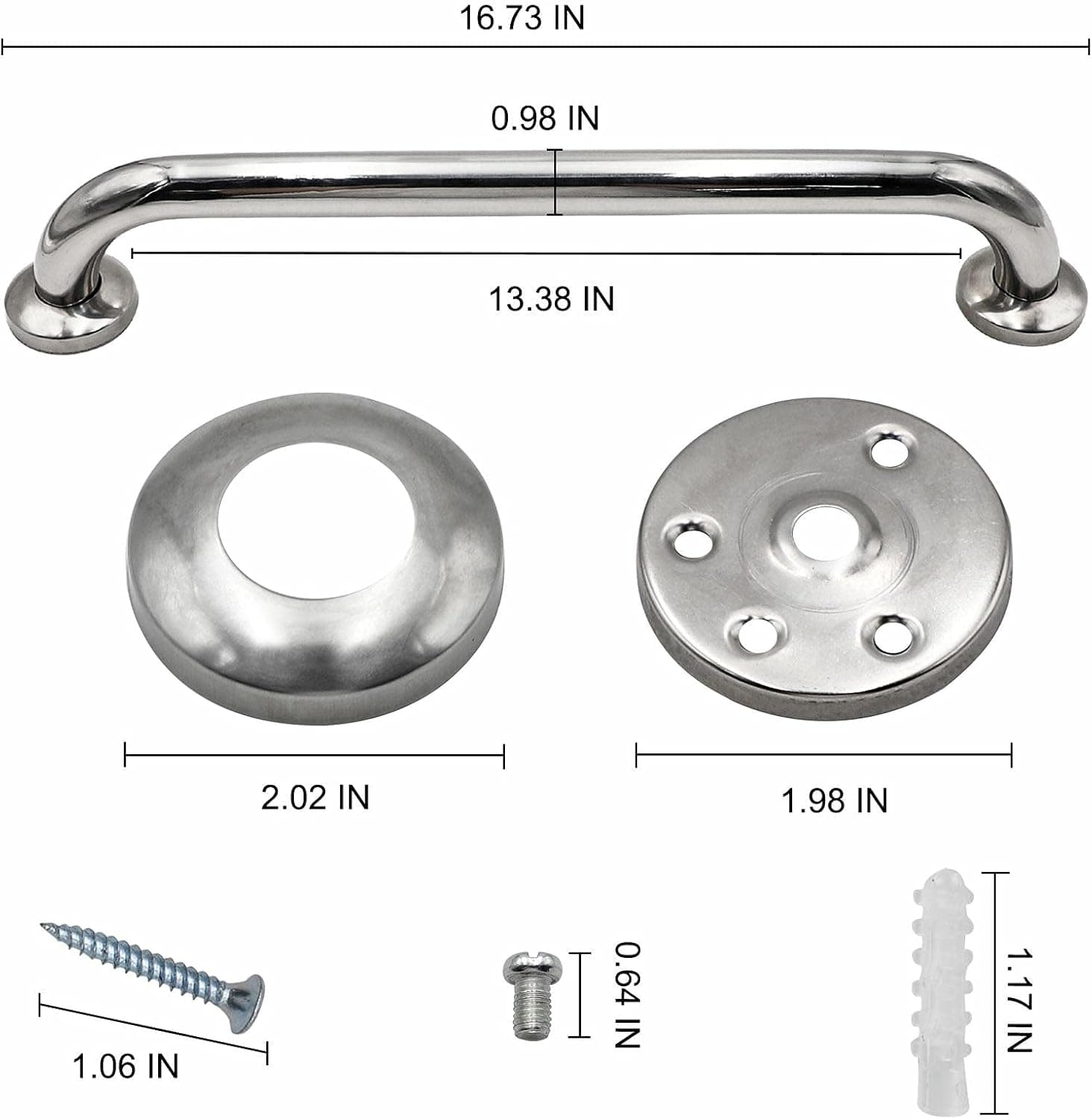Fosiweelo 2 Pieces of 16-inch Stainless Steel handrails, 304 Stainless Steel Shower handrail Safety Bracket-Advanced Auxiliary Handrail for The Disabled, The Elderly, Children, and Pregnant Women
