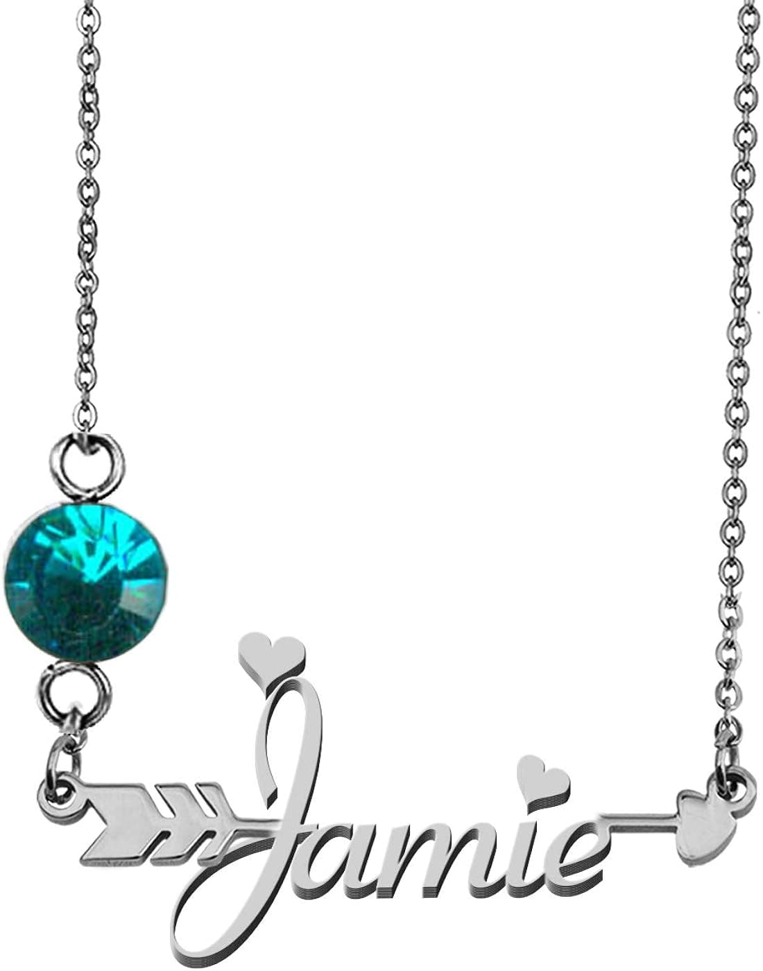 GR859C Custom Initial Silver Arrow Pendant Name Necklace