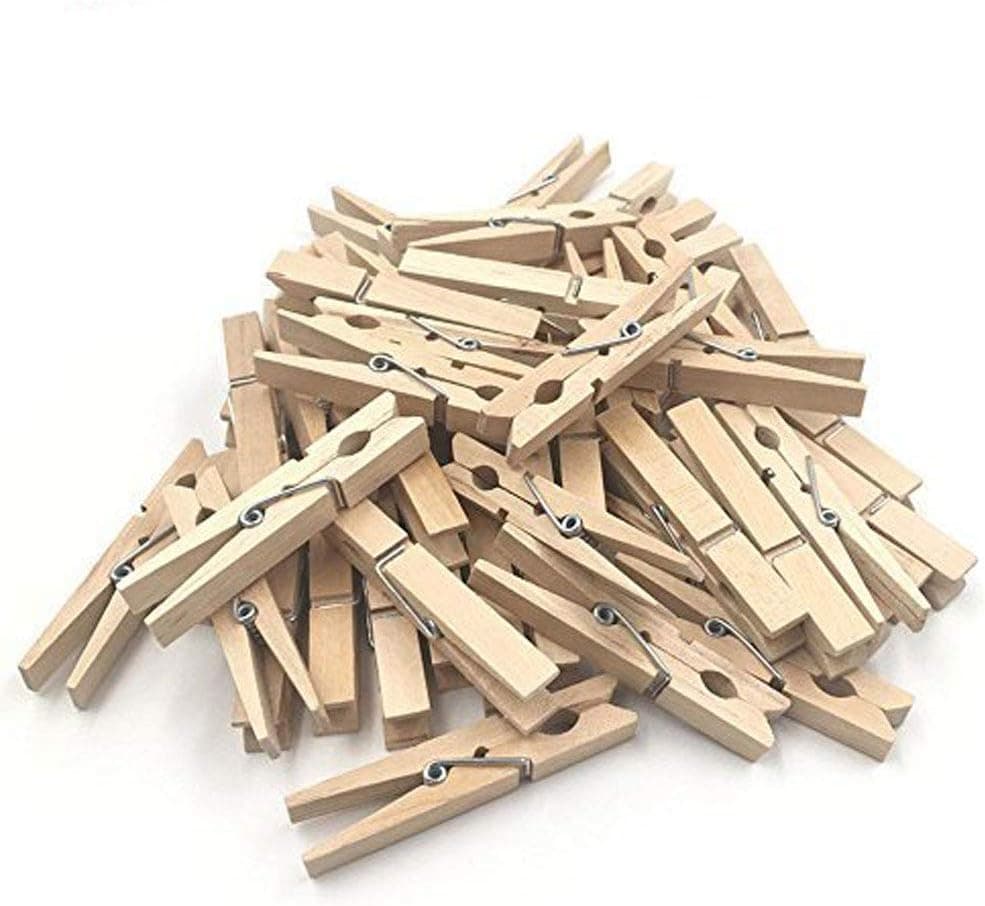Natural Wood Clothespins with Spring, Multi-Function Photo Paper Peg Pin Craft Clips, 50 Pieces, Large Size 3.0 inches for Home, School, Arts, Crafts and Decor by aHeemo