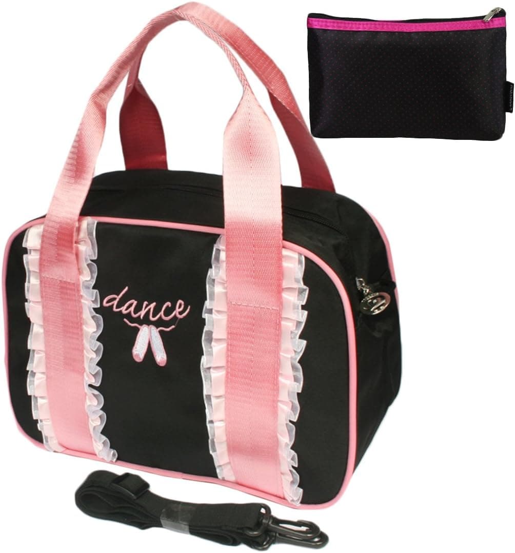 kilofly Ballet Slippers Dance Ruffles Sling Bag Handbag + Handy Pouch