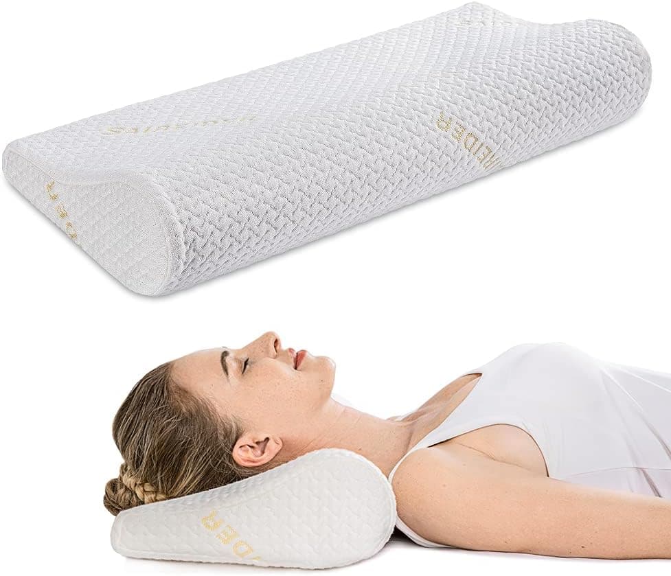 SAIREIDER Memory Foam Soft Contour Neck Pillow, Neck Support Cervical Bed Pillow for Sleeping, Ergonomic Cervical Pillow for Neck Pain-Side Sleeper and Back Sleeper, with Washable Cover (Standard)