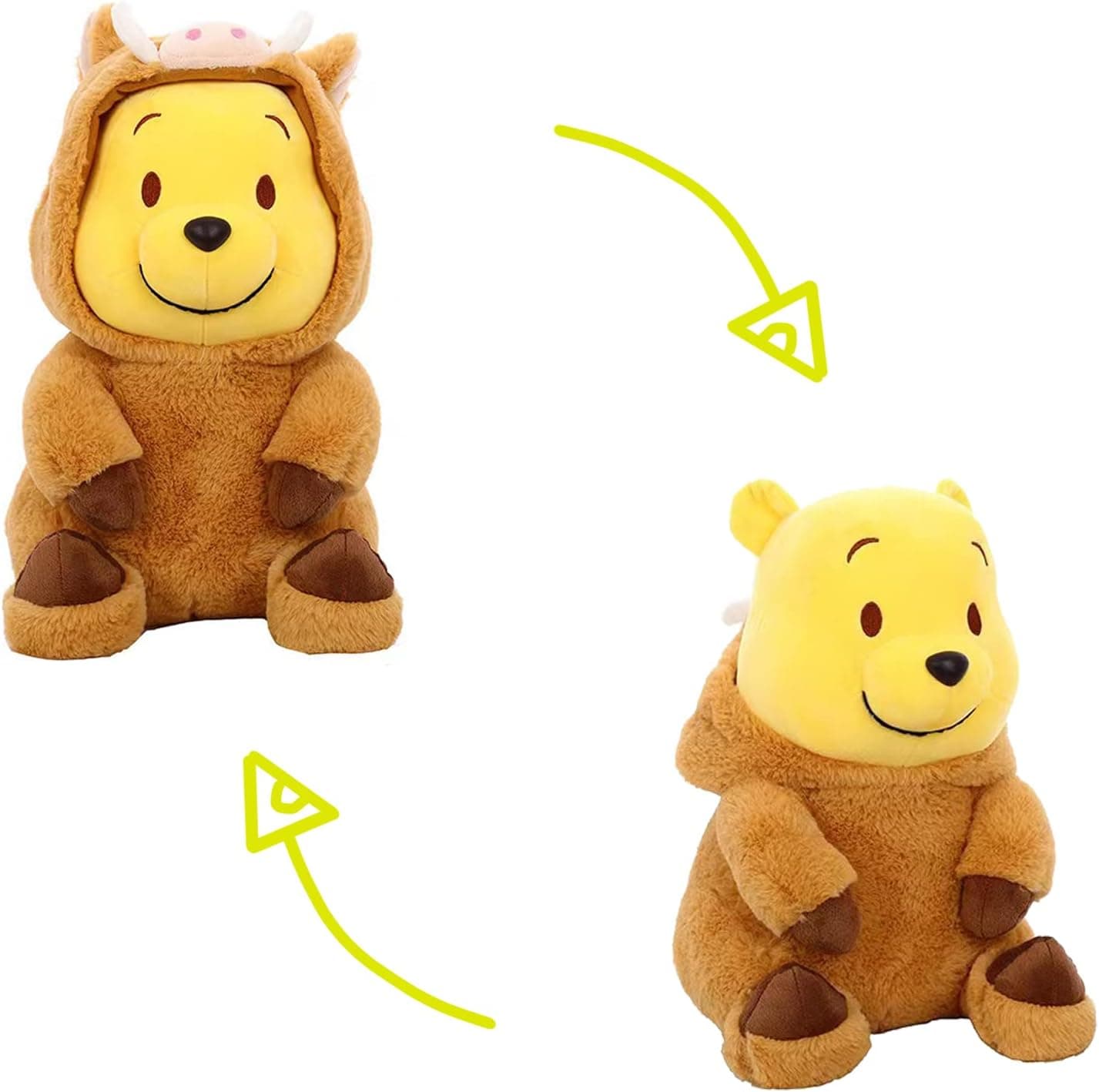 BAI LAN HEI Winnie The Pooh Stuffed Animal 35cm, 13.8'' Kawaii Cartoon Pooh Bear Doll Plush Toy Gifts for Boys Girls, Children's Day Gift Brown & Yellow