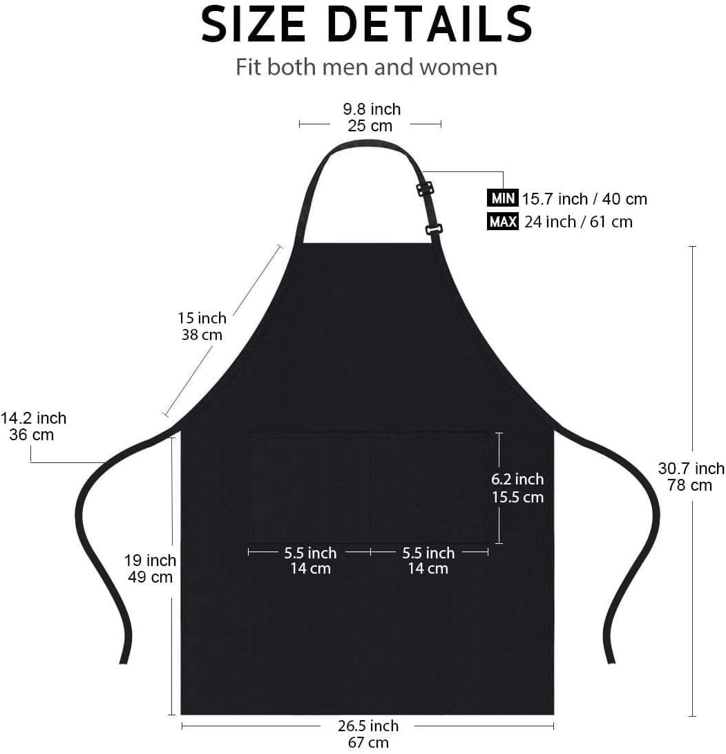 4 Pack Chef Apron, Black Apron with 2 Pockets, Waterproof Adjustable Bib Apron for Chef Men Women, Professional Apron for Kitchen Cooking Baking Painting BBQ