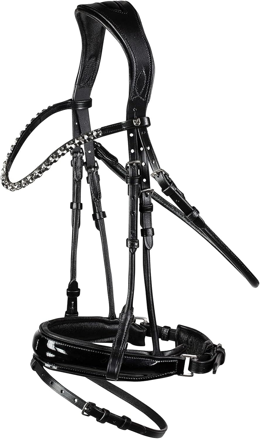 HORZE Clermont Ergonomic Padded Genuine Leather Snaffle Bridle for Horses | Flash Noseband Included