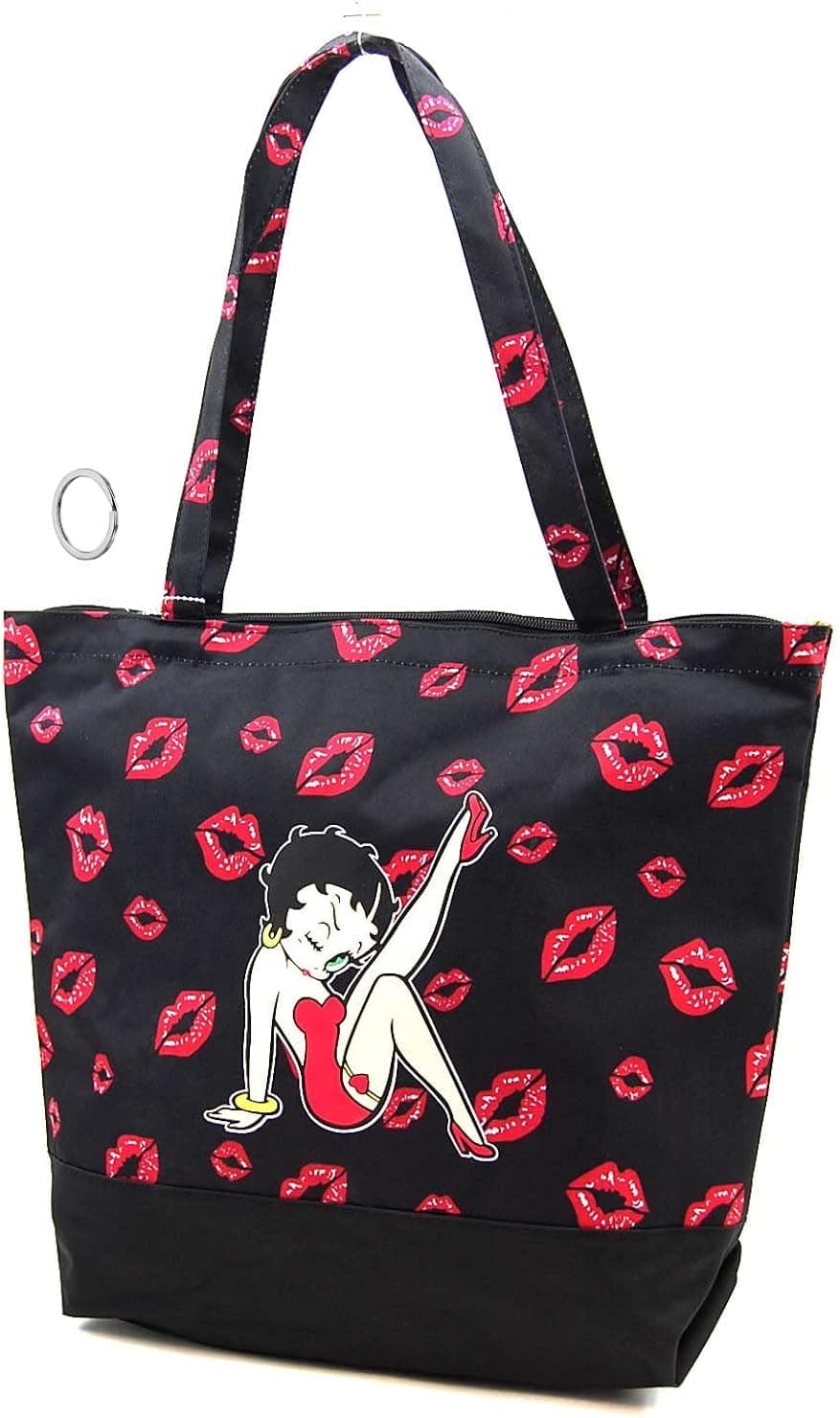 Betty Boop Canvas Shopping Bag with Coin Purse and Key Ring (Black)