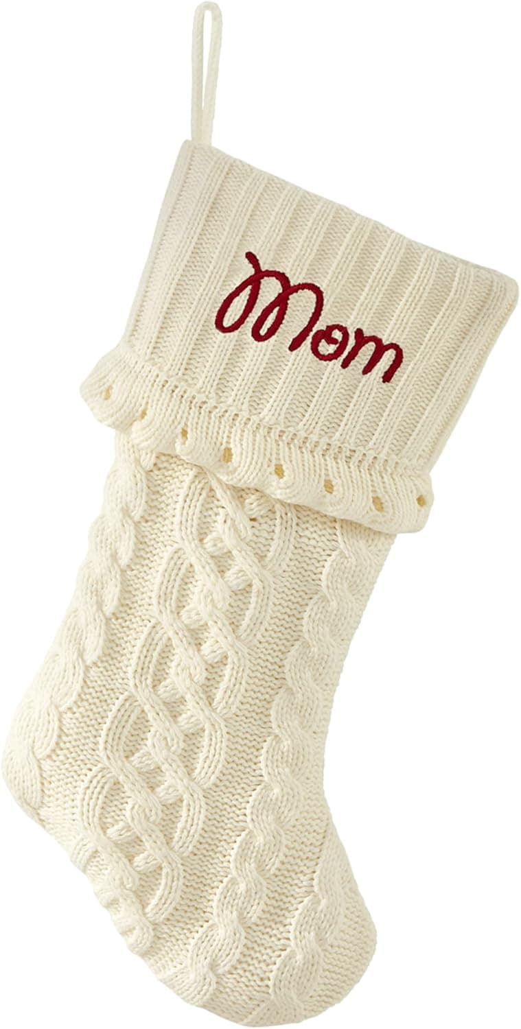 Let's Make Memories Personalized Solid Knit Christmas Stocking – Custom Family Stockings - Keepsake Holiday Décor - White Design - Customize Name - 8.26"x18.9"
