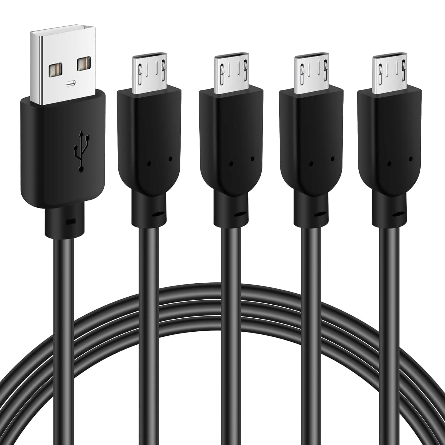Micro USB Cable (4 Feet, 4 Pack), 2.4A Fast Charging & Sync Android Charger, USB A to Micro Cord for Samsung Galaxy S7 S6, Note 6 5, Sony, Kindle, PS4, Android Devices - Black