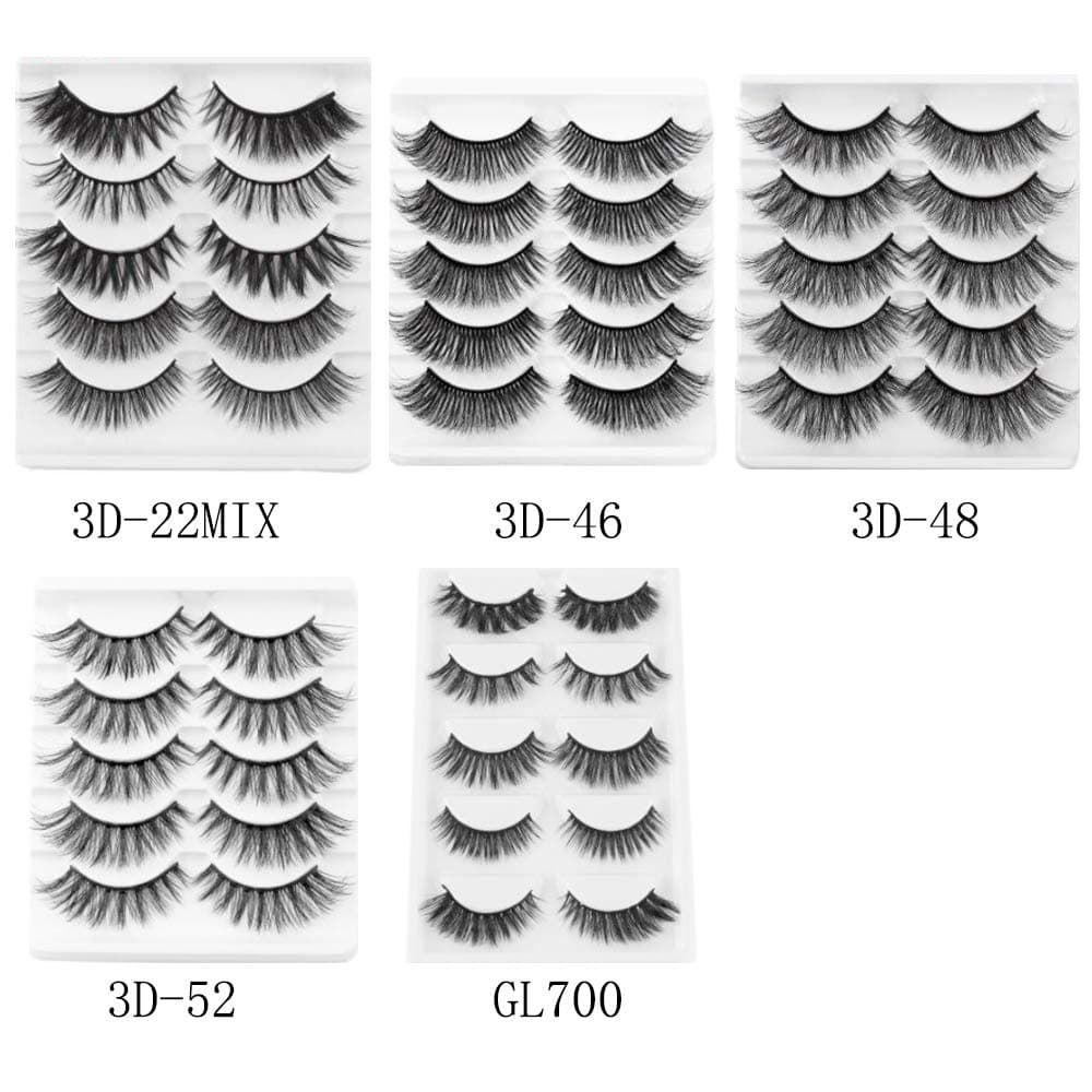 5 Pairs False Eyelashes 3D Wispy Multilayers Cross Long Lashes Eye Makeup Tools Handmade with Tweezers Clip & Eyelash Brush(3D-46)