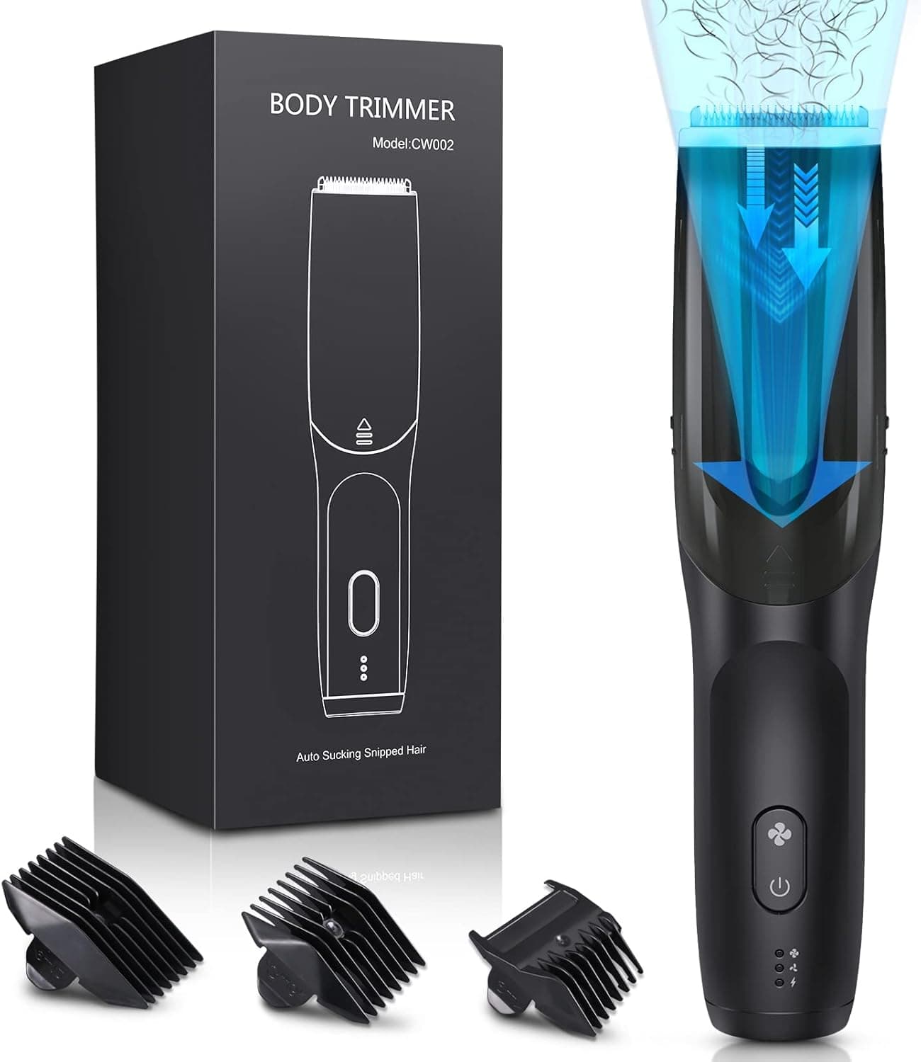 Body Hair Trimmer for Men, Senignol Electric Groin Hair Trimmer for Men with Vacuum Hair Suction, Body Groomer Ball Back Shavers, IPX7 Waterproof Wet/Dry Use & Soft Ceramic Blade Head