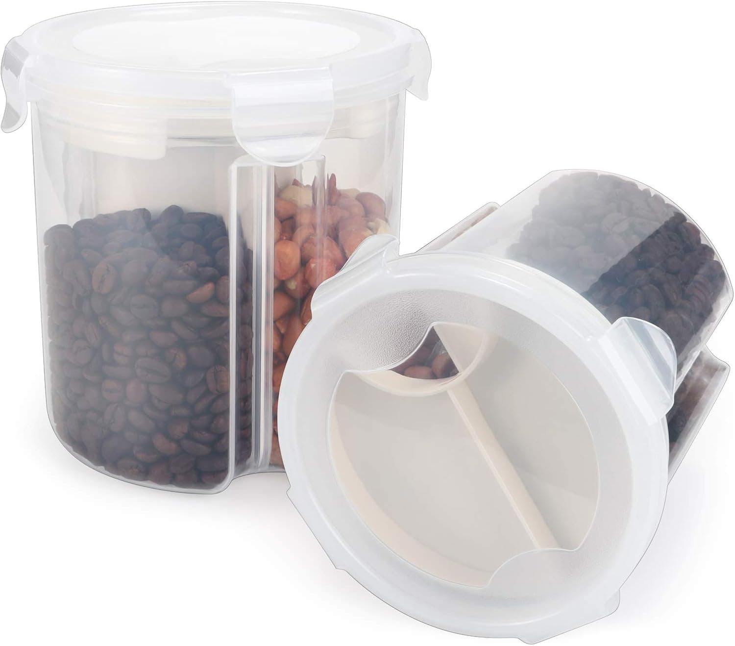 FANGSUN Food Storage Container with Lids, Set of 2 Airtight Clear Cereal Dry Food Storage Set for Food Preservation (Beige)