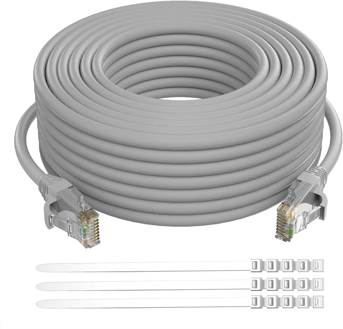 Adoreen Cat 6 Ethernet Cable 40 ft-Gray, High Speed Internet Cable (4 Colors for Selection) Support POE Gigabit Cat6 Cat 5e Cat 5 Cable Long Flexible Network Cable RJ45 Patch Cord+15 Ties