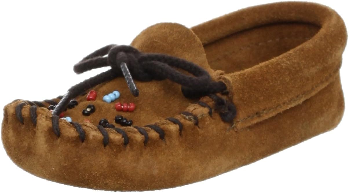 Minnetonka Child's Beaded Moccasin - Size 8 Brown