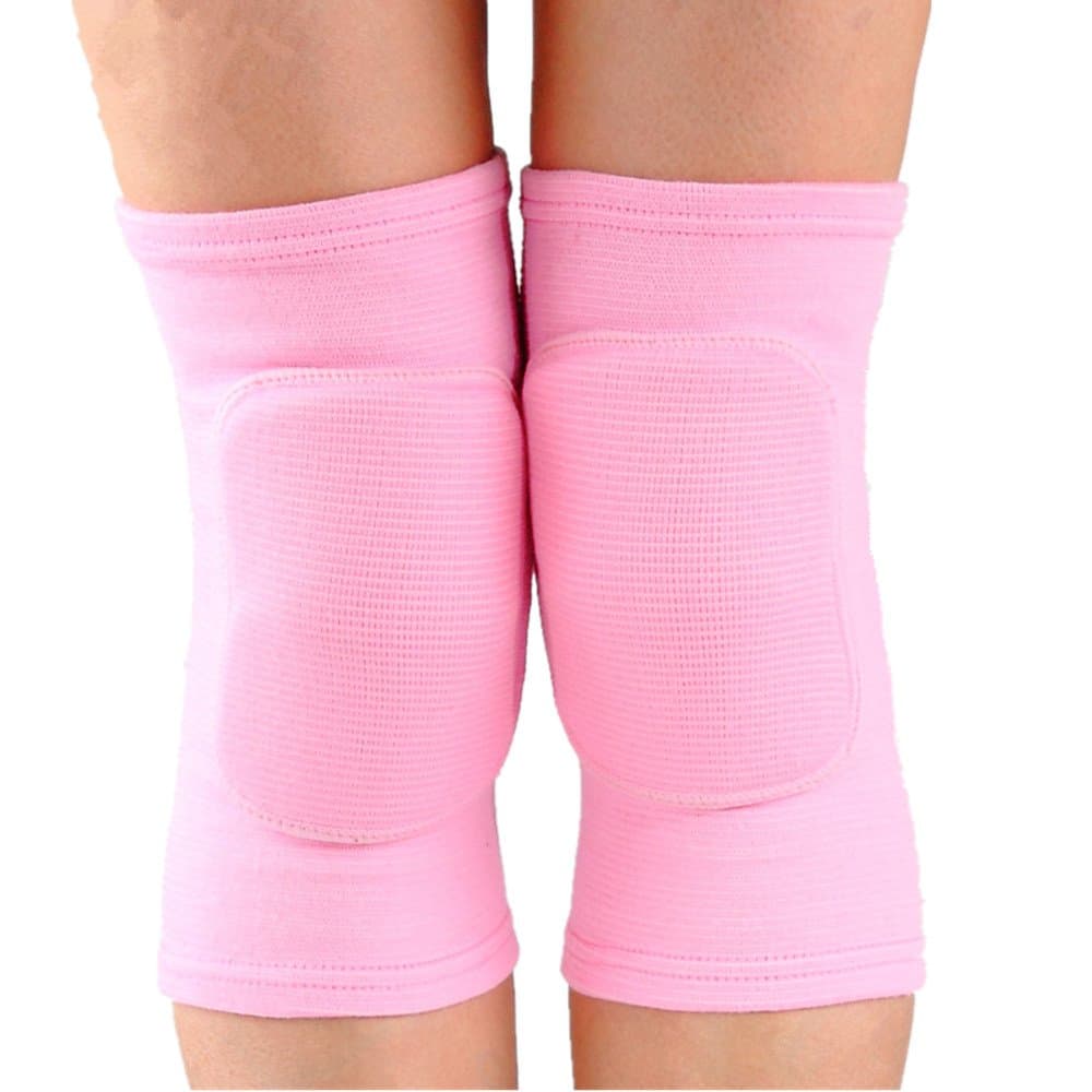 LZEEM Soft Kneepads Cotton Volleyball Tennis 1 Pair-Women Pole Dance Yoga Knee Protector Guards for Athletic Use Adult Cycling Gym Workout Exercise Skating Knee Brace Support With Sponge (Pink, L)