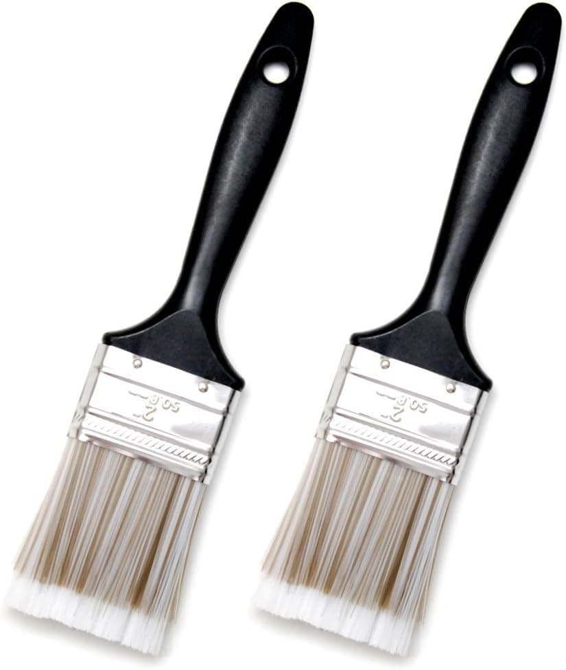 Hometeq - (2 Pack) 2 inch Paint Brushes with Comport Handle Designed Latex or Oil Based Paints for Indoor or Outdoor (A)