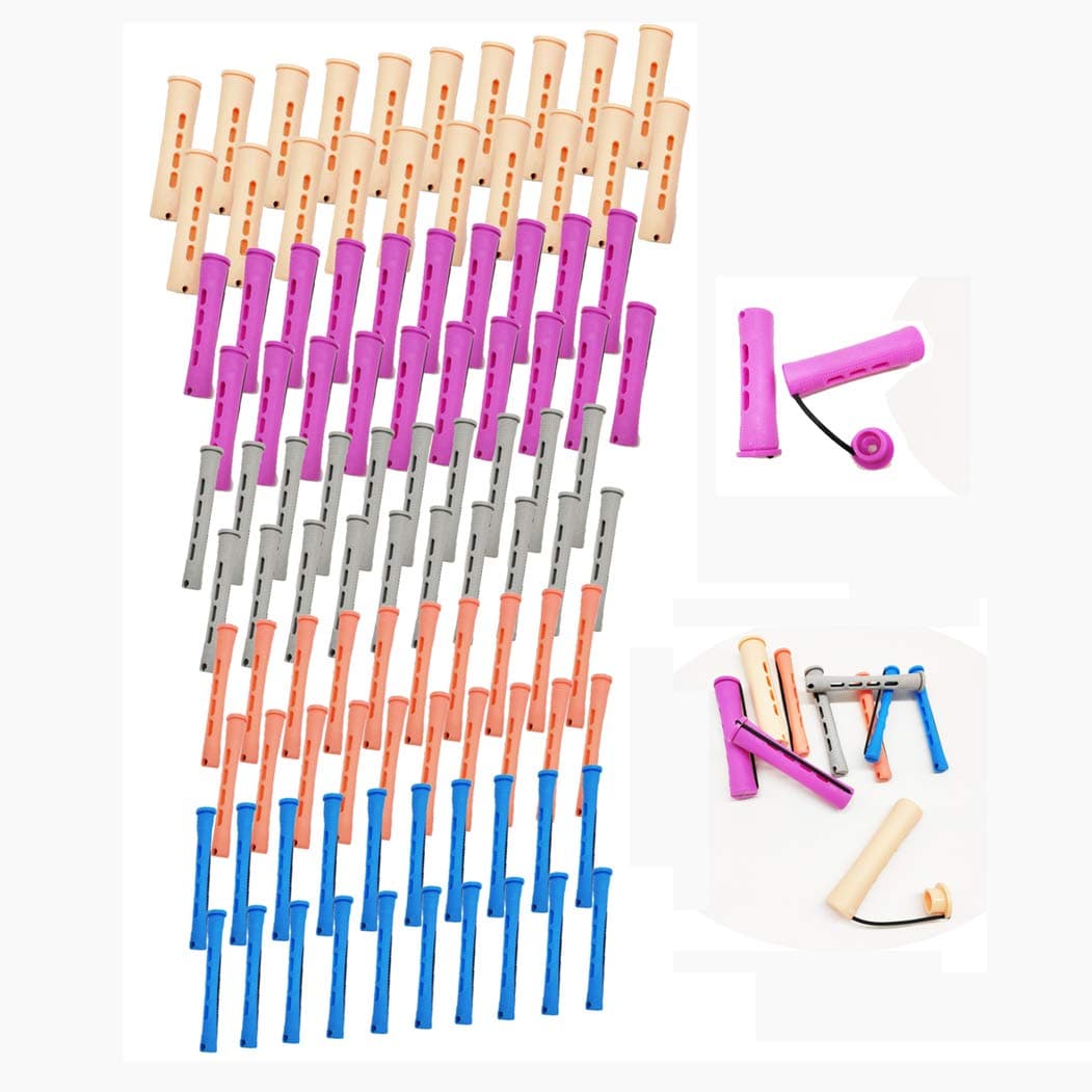 100 Pieces 8cm Length Hair Perm Rods Set Cold Wave Rods 5 Size Hair Curling Rollers DIY Curlers Hairdressing Styling Tools for Women Natural Curly Wavy Hair