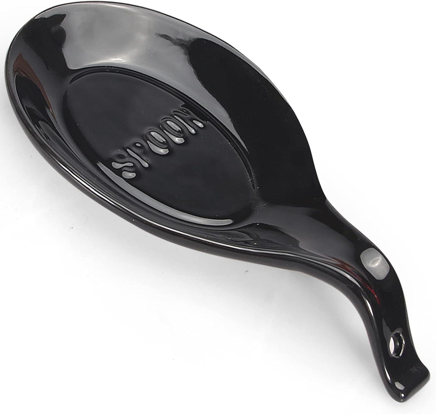Large Black Ceramic Spoon Rest Kitchen Cooking Spoon Holder for Stove Modern Spatula Utensil Rest Best Teaspoon Rest