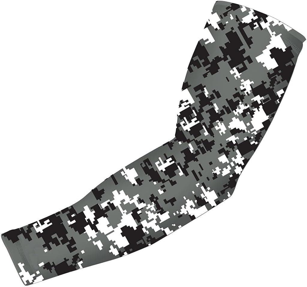 Nexxgen Sports Apparel Moisture Wicking Compression Arm Sleeve (Single) - Men, Women & Youth - 40 Colors - Digital Camo & Elite (X-Large, Black/Gray/White)