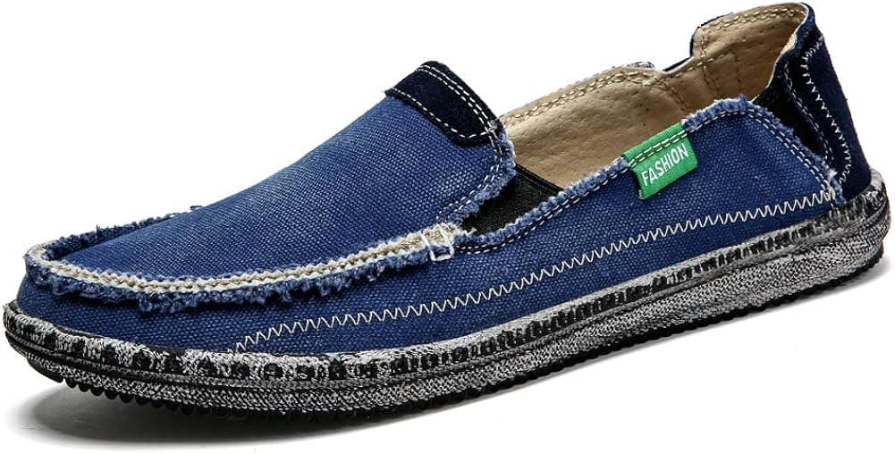Men's Slip on Deck Shoes Loafers Canvas Boat Shoe Non Slip Casual Loafer Flat Outdoor Sneakers Walking
