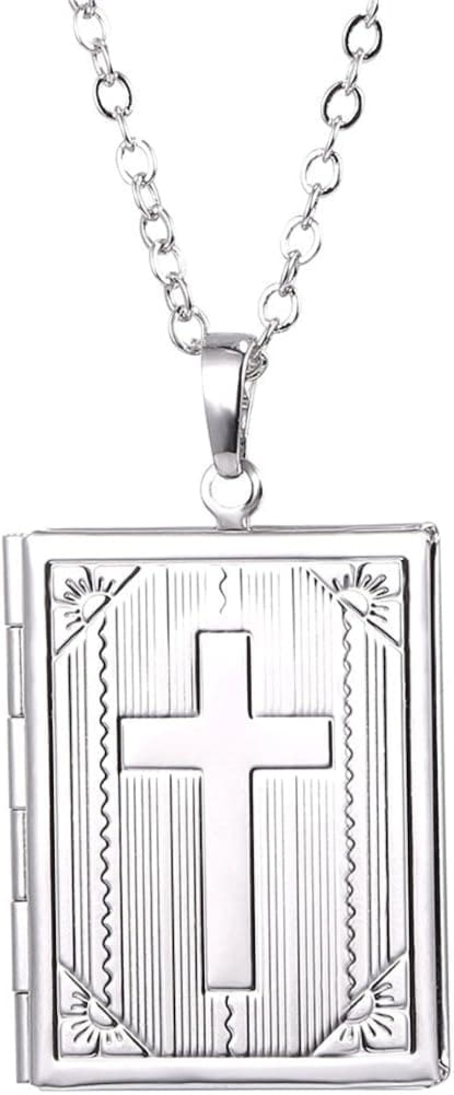 U7 Men Women Platinum Plated Cross Grain Tag Locket Necklace That Hold Picture, Send Gift Box