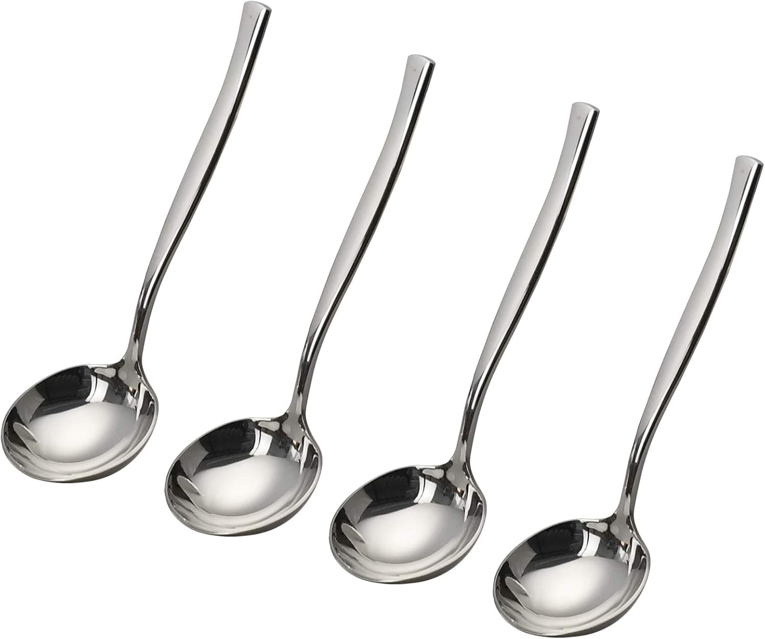 Vababa 4-Piece Stainless Steel Gravy Soup Spoon, Small Soup Ladle Set