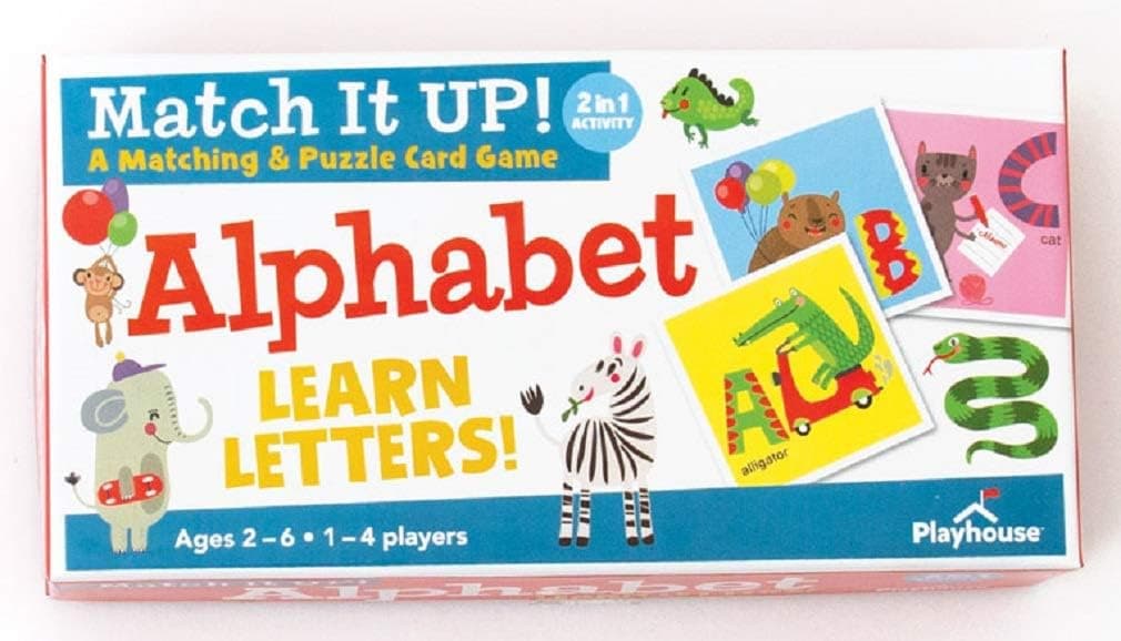 Playhouse Match it UP! Animals Preschool Alphabet Matching & Puzzle Card Game for Kids