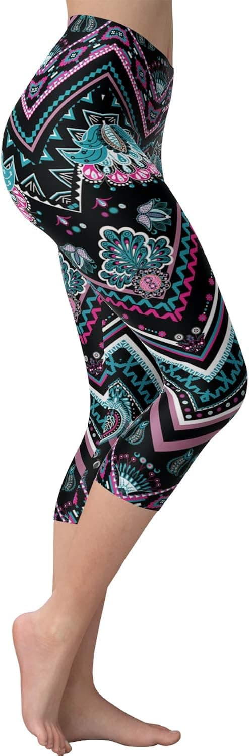 VIV Collection Women's Brushed Buttery Soft High Waist Print Fashion Leggings | Capri & Full Length List 2