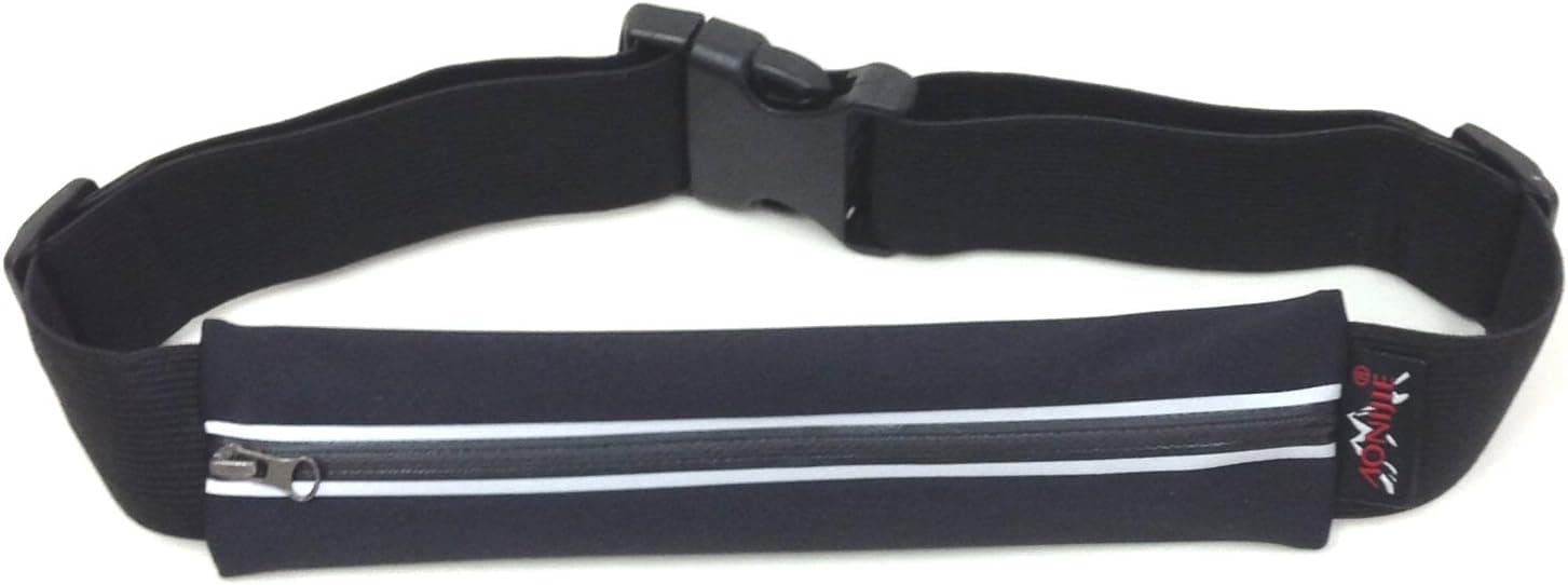 Exercise Runners Belt 22cm with Reflective Stripes - Black