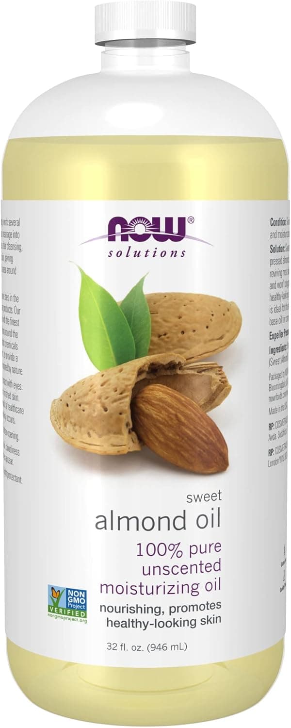 NOW Solutions, Sweet Almond Oil, 100% Pure Moisturizing Oil, Promotes Healthy-Looking Skin, Unscented Oil, 32-Ounce