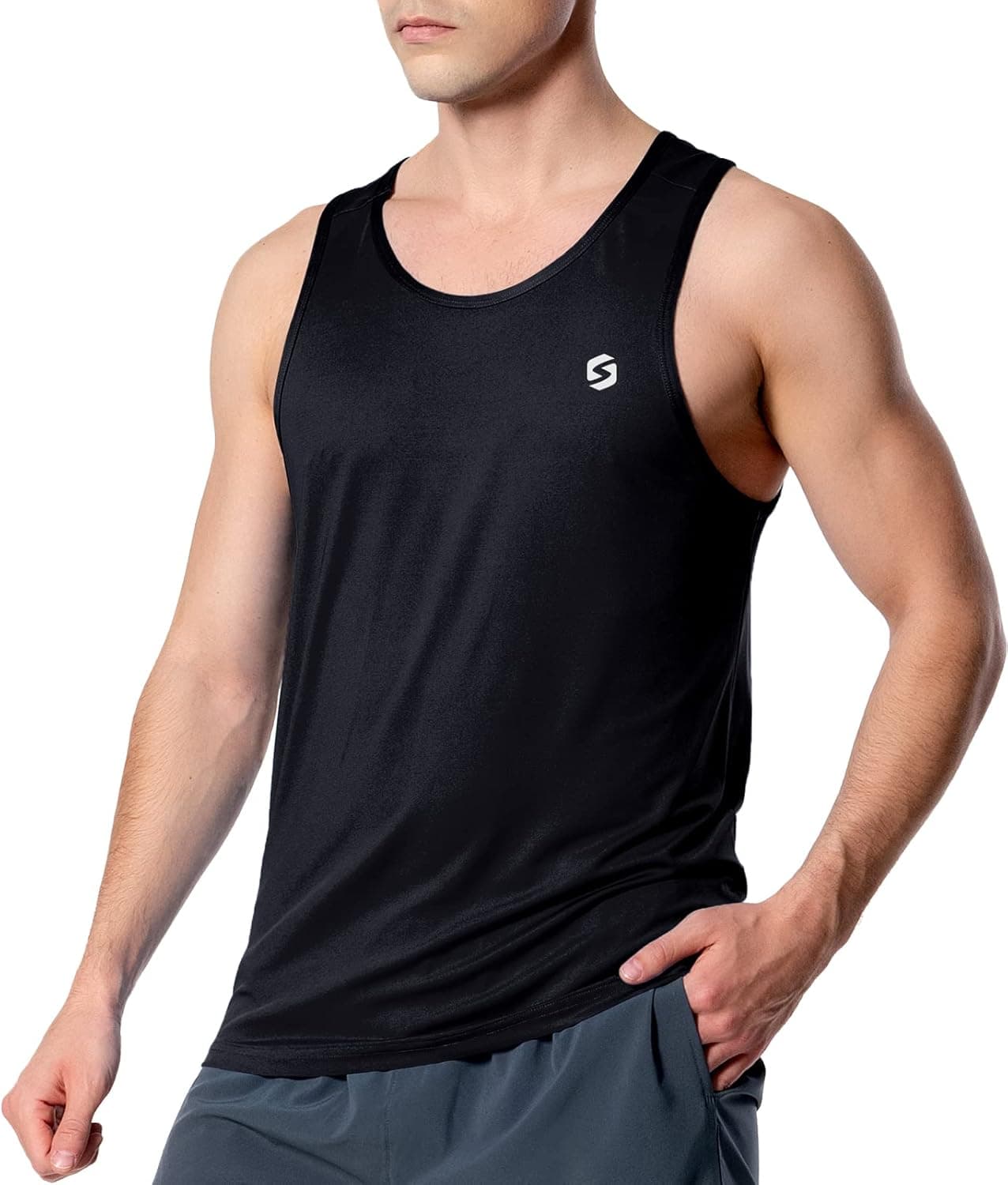 S Spowind Men's Quick Dry Running Tank Top - Athletic Workout Fitness Sleeveless Shirts