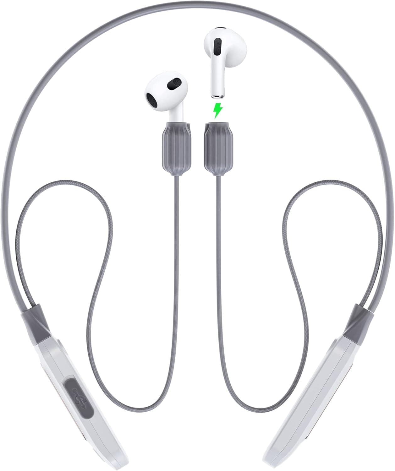 AirPods Strap with Smart Portable Power Supply for AirPods Pro 1, Airpods 1/2/3, Anti-Lost Neck Rope with Charger Power Bank (Not for AirPods Pro 2)