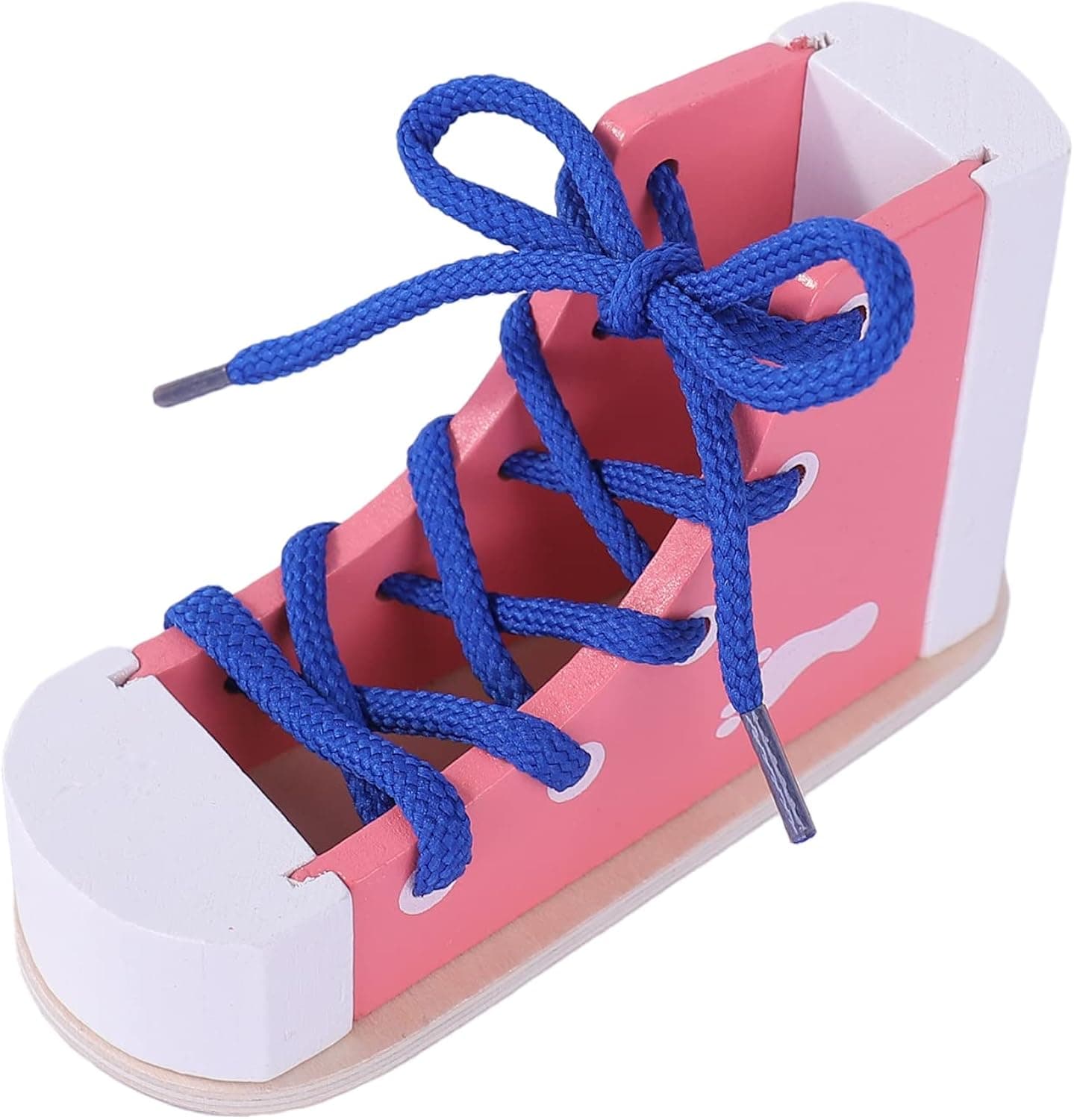 Learn To Tie Shoes - Wooden Lacing Shoe Tying Practice for Kids,Safe & Reusable Wood Shoelaces Tying Toy Educational Toy