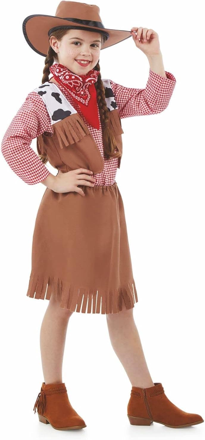 fun shack Cowgirl Costume for Girls Western Cowboy Halloween Girls Book Character Costumes for Kids S M L XL
