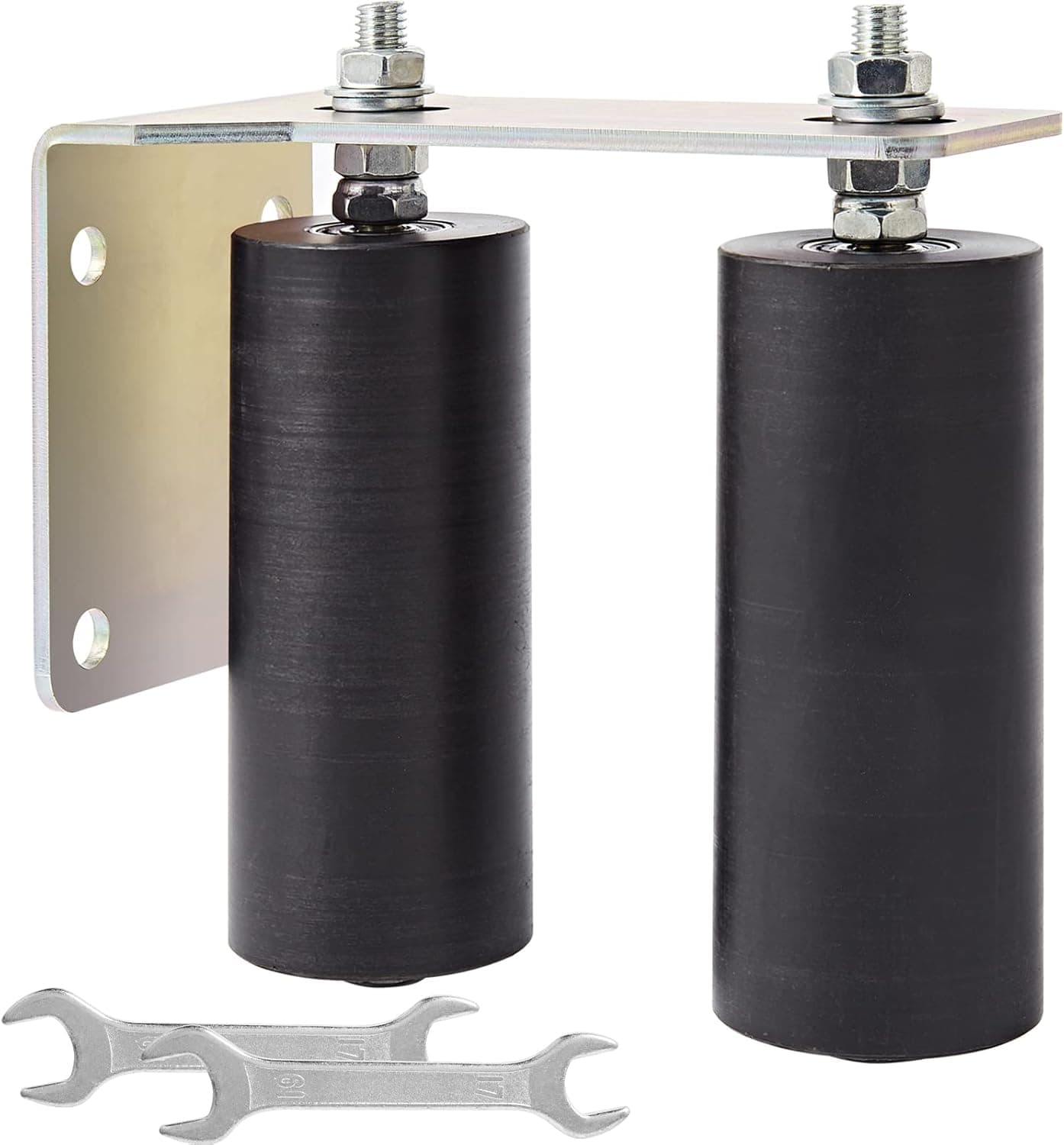 Goyappin Gate Roller Guide, Slide Gate Guide Post Rollers 6" with L-Shape Bracket and Adjustable Bolts, Black Nylon Roller Coloring Zinc Painted Sliding Gate Guide for Sliding Rolling Gates