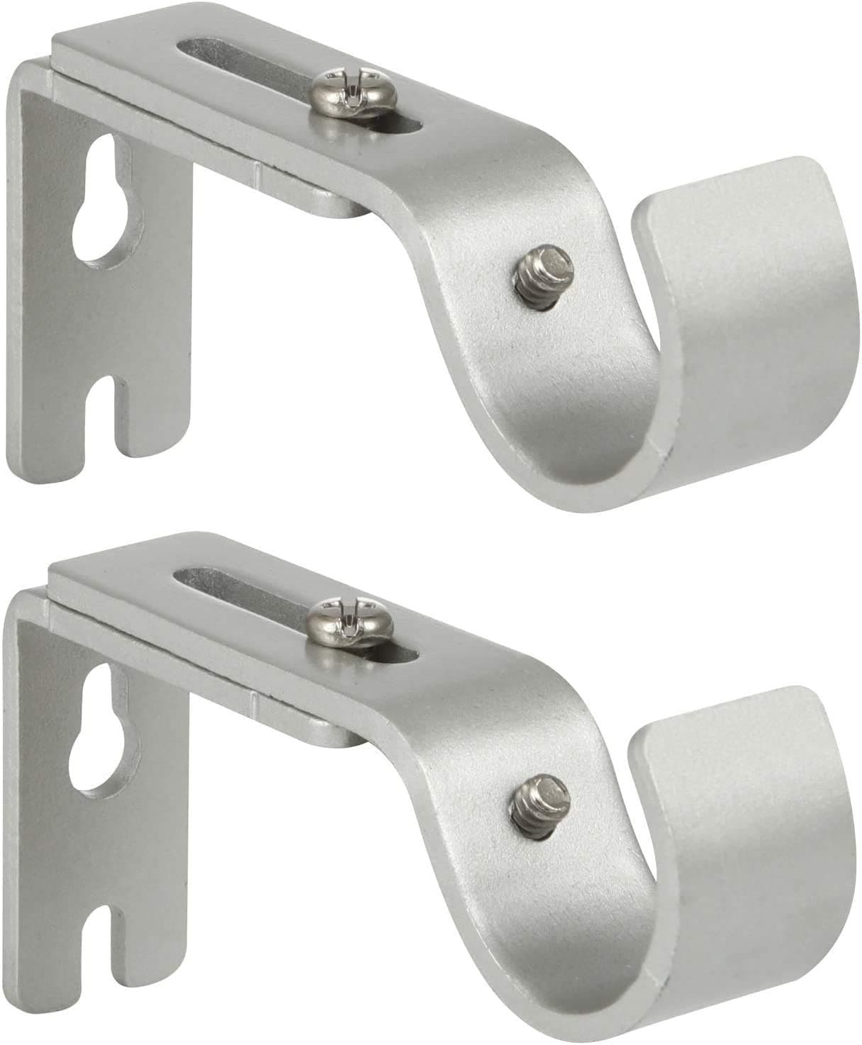 Anndason Heavy Duty Adjustable Curtain Rod Brackets Rod Holders Curtain Rod Holders for 3/4 or 5/8 Inch Rod, (2 PCS, Silver)