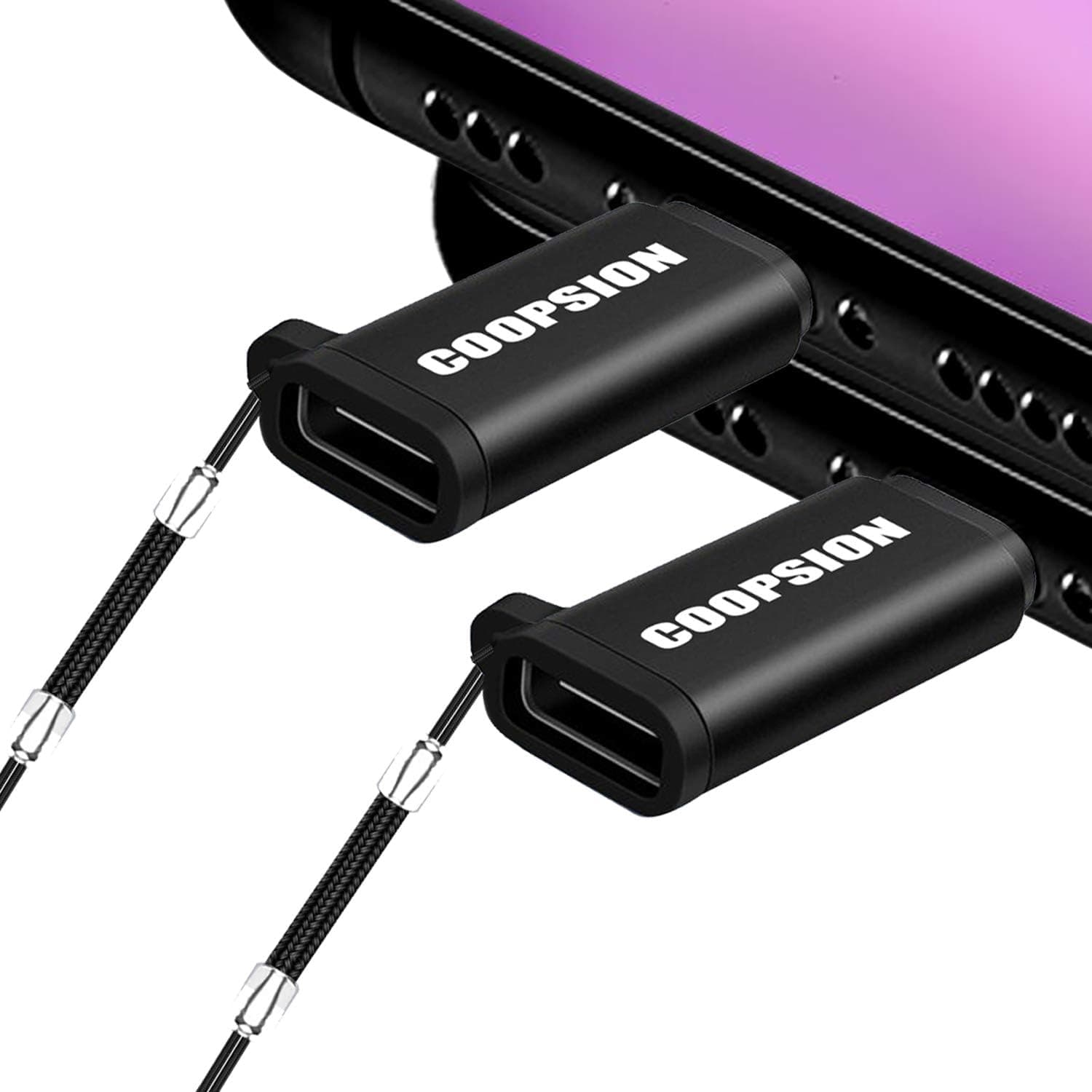 USB-C to iOS Adapter,COOPSION 2 Pack 18W 3A PD Fas Charging and Data Transfer Adapter Converter Compatible with iPhone 12 11 Pro Max Xr Xs Max X 8 7 S Plus Pad Mini Air Pod (NOT for E-Marker Cable)