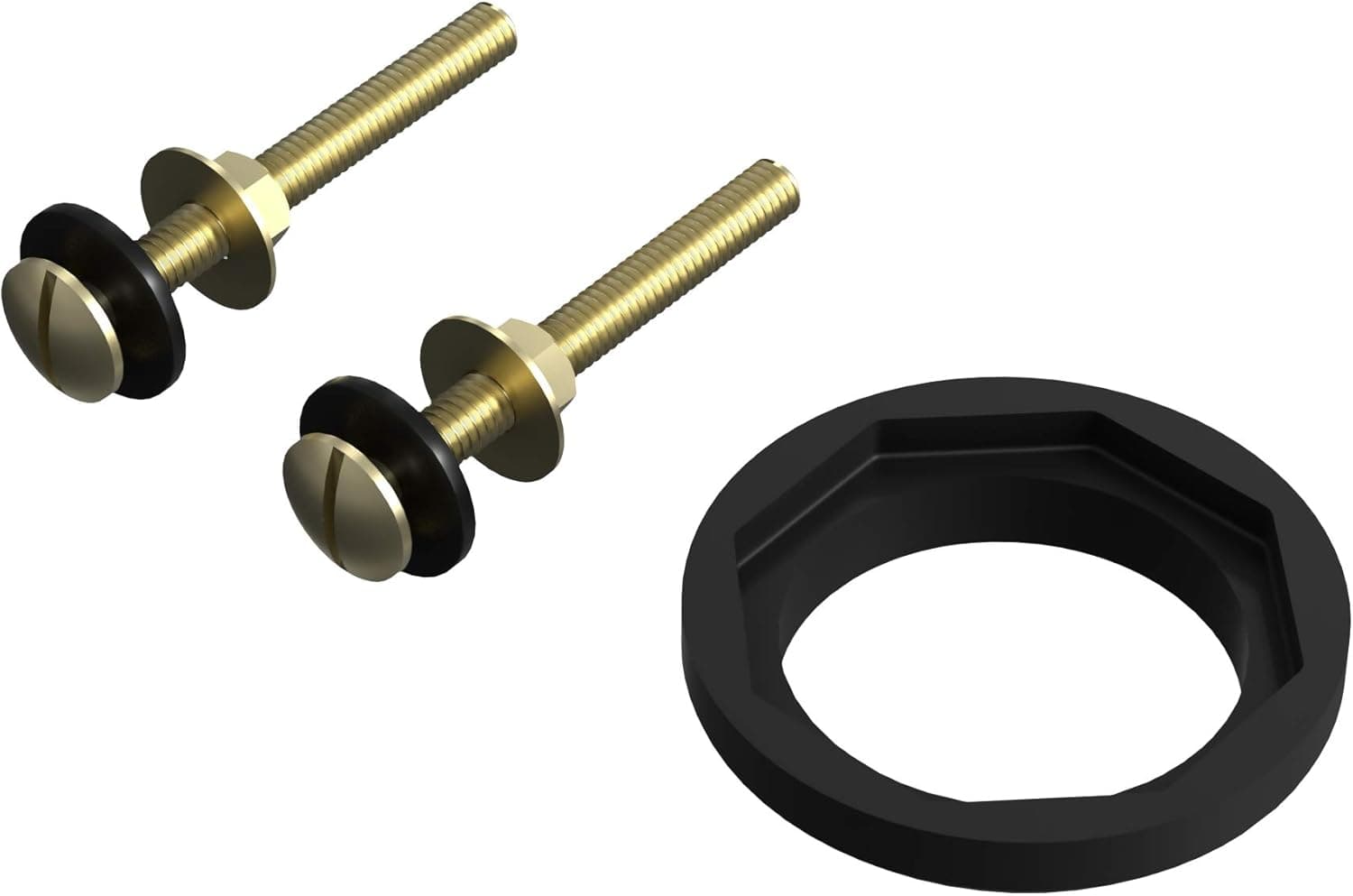 R&T 3'' Toilet Tank to Bowl Octagon Gasket with 2 pcs Brass Bolts Hardware Kit for 2-Piece Toilet (3 inch)