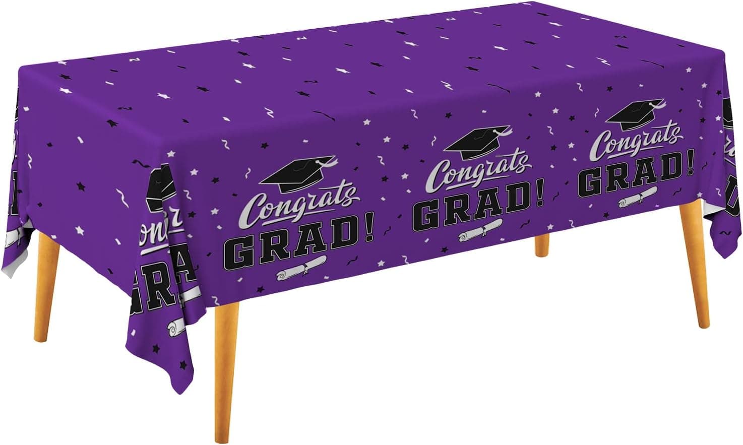 Graduation Party Decorations, Gongrats Grad Tablecover for 2023 Graduation Party Supplies, 3 pcs Purple Table Cloths, 54"x108"
